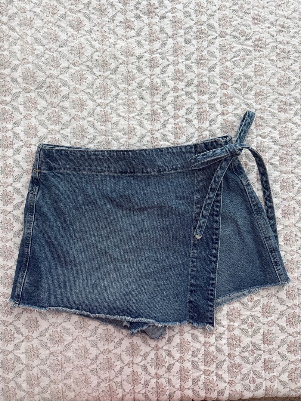 We The Free Dark Blue Denim Wrap Skort with Side Tie